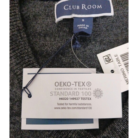 NWT $75 Club Room Men's V Neck Sweater Charcoal Gray Merino Wool Blend Sz S - Picture 5 of 9